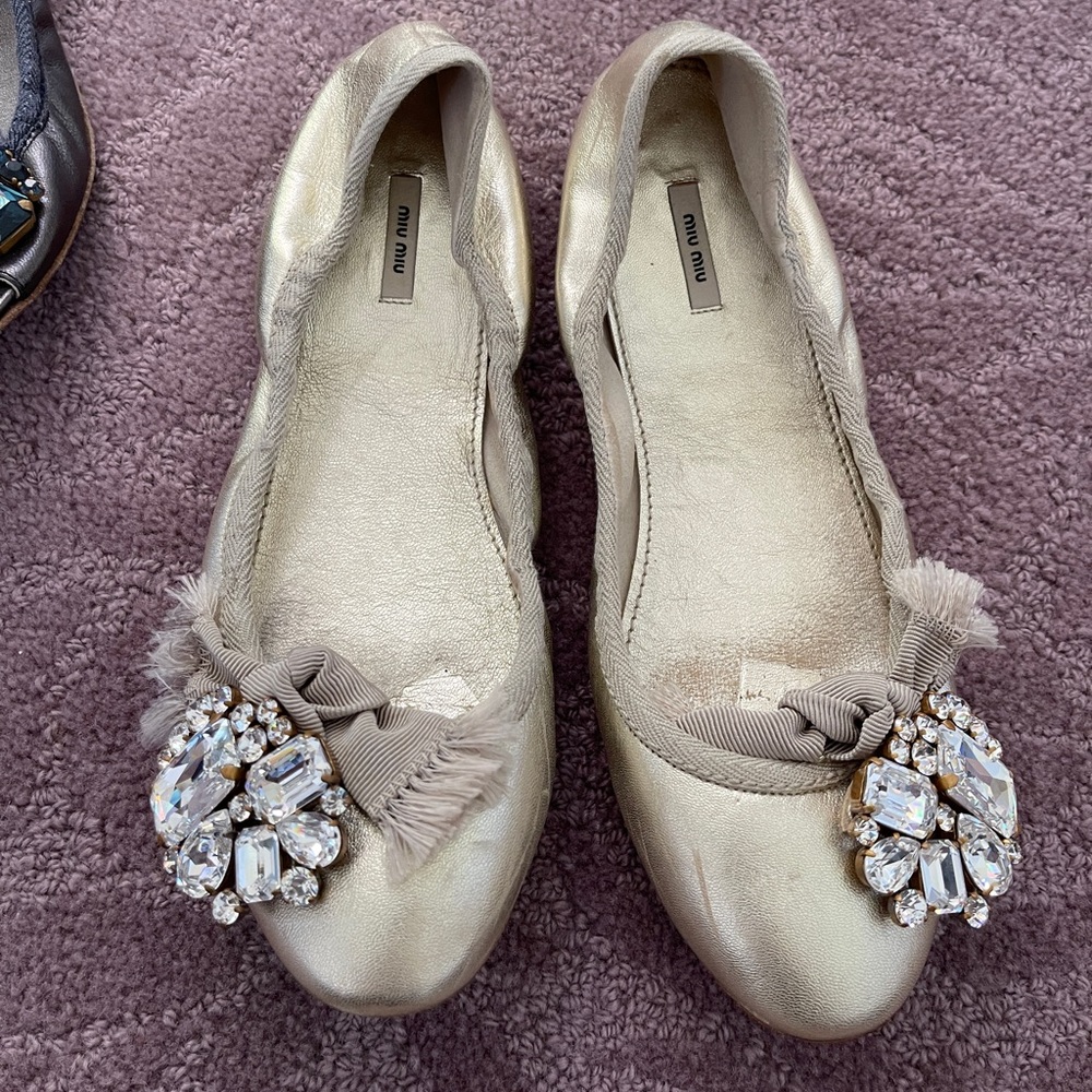 Miu Miu ballet slippers. Chrystal top
